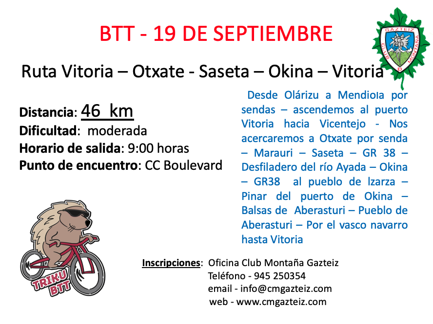 Foto Ruta Otxate - Saseta - Okina Desde Vitoria 46km
